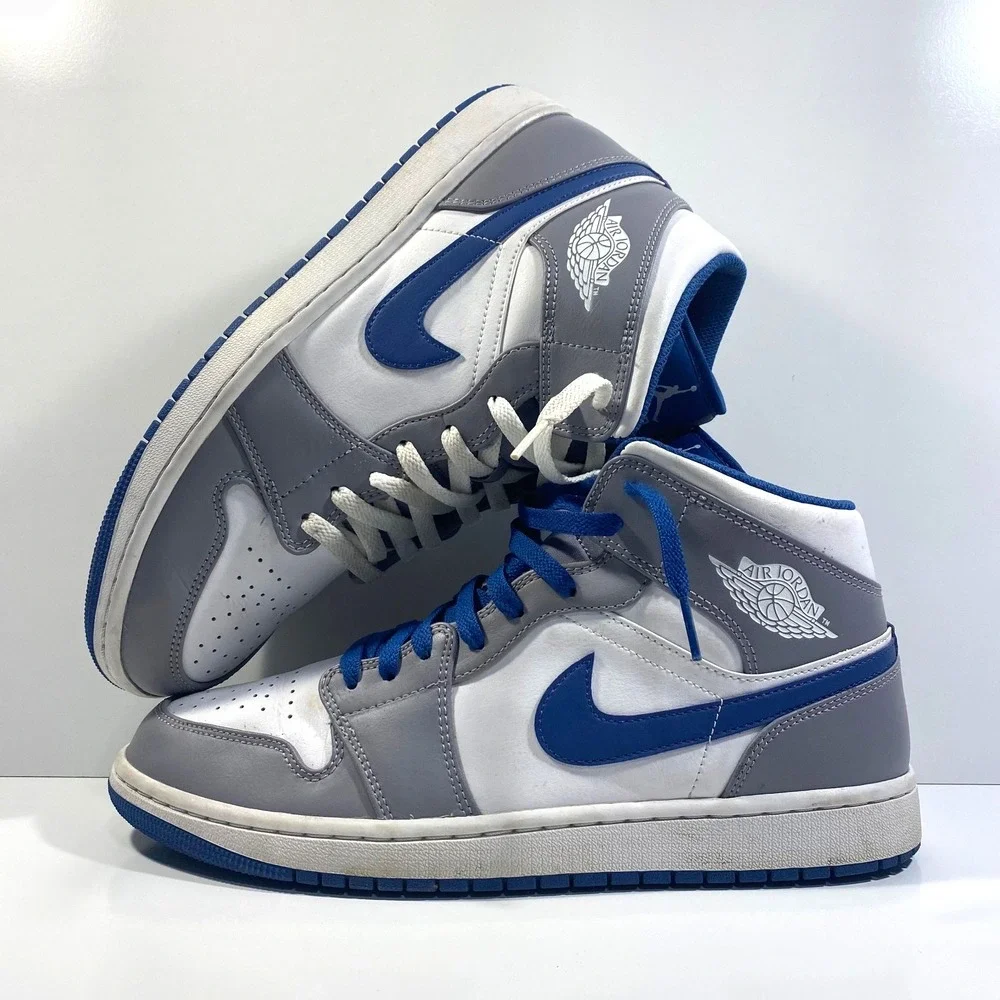 Nike Mens  Size 11 Air Jordan 1 Mid Cement True Blue Mid Top DQ8426-014